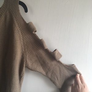 Cold Shoulder Tan Sweater